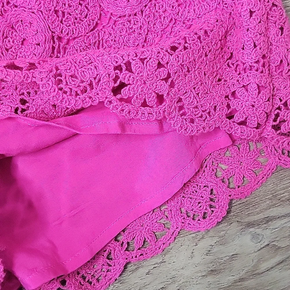 NWT Anthropologie × Maeve Eyelet Lace Crochet High Rise Shorts Fuschia Pink 12